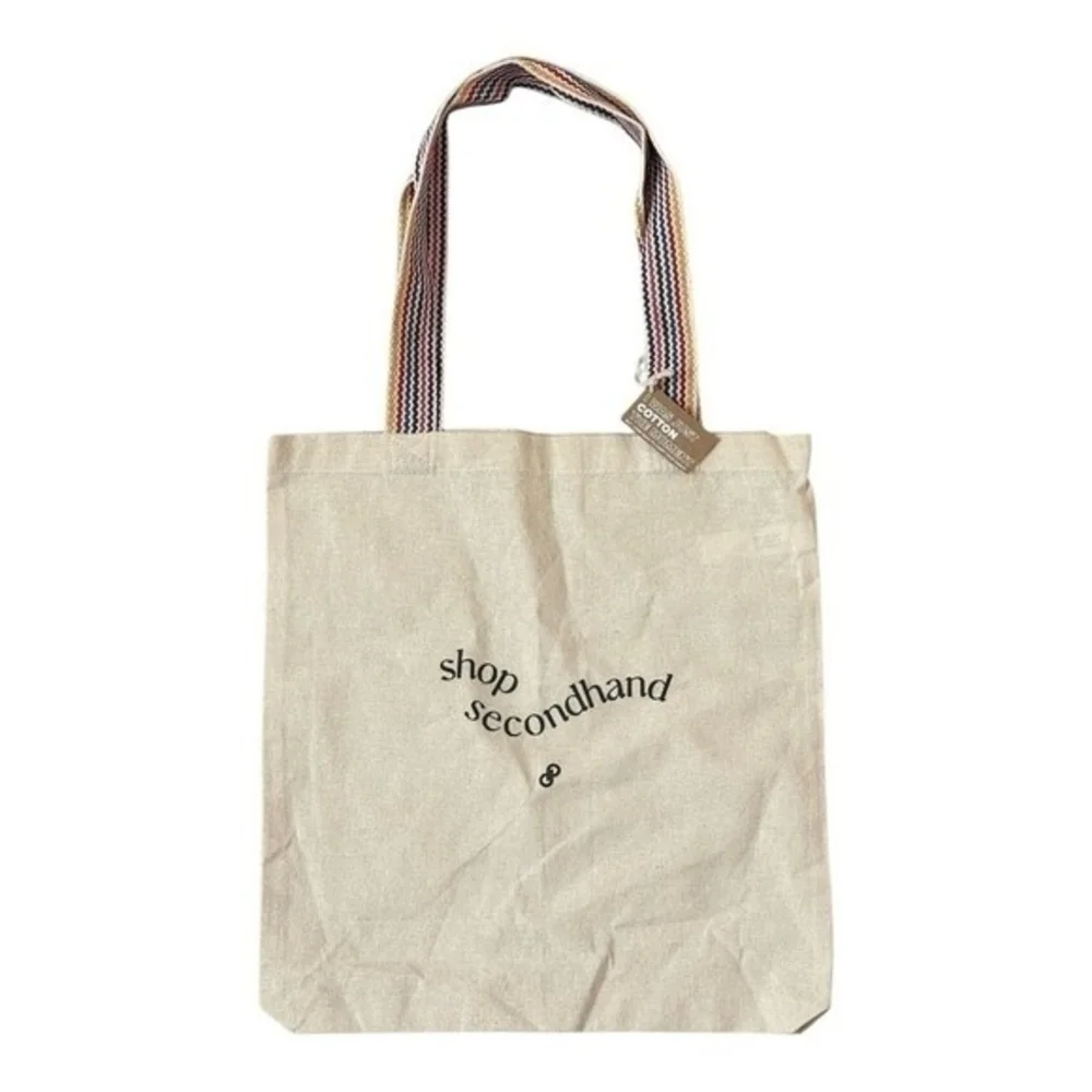 Reusable Tote Bag Beige Canvas Shopping Eco-Friendly Beach Shoulder Bag NWT